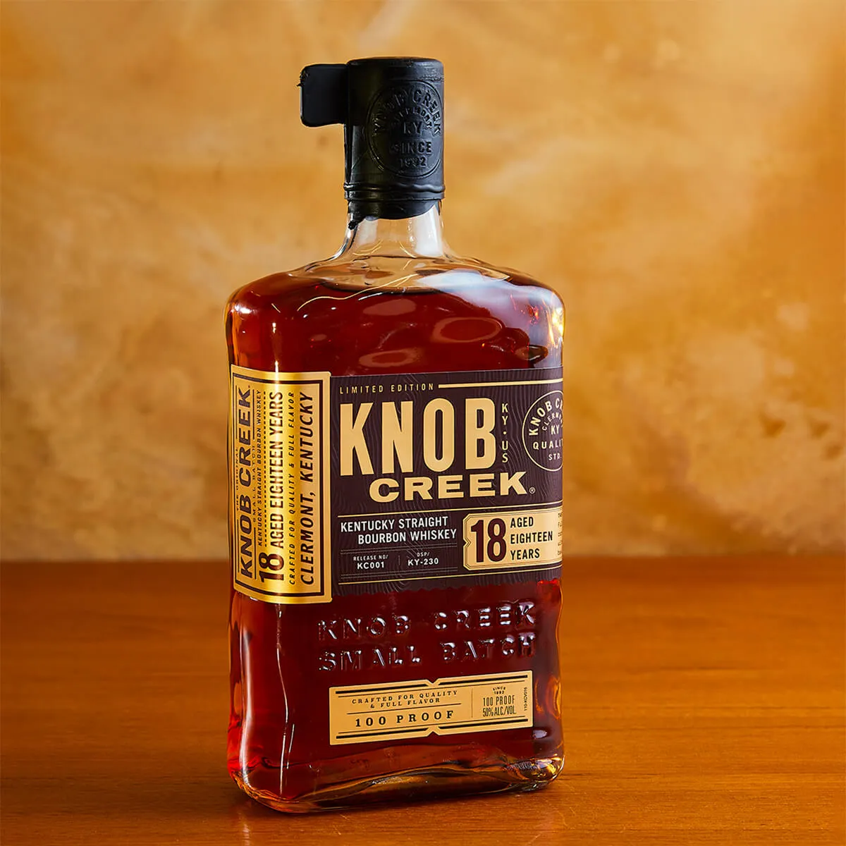 18 Year Bottle Old Kentucky Straight Bourbon Whiskey Table Knob Creek