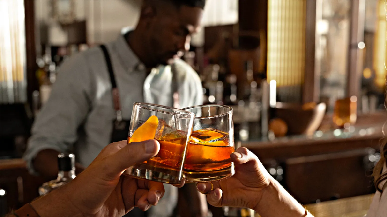 Knob Creek Whiskey Glasses In A Bar