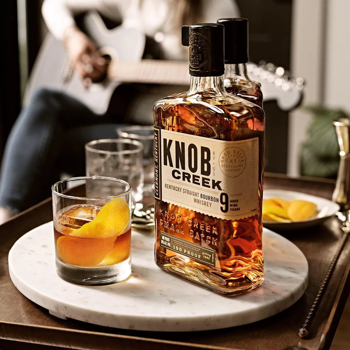 bottle drinks 9 year borubon whiskey knob creek