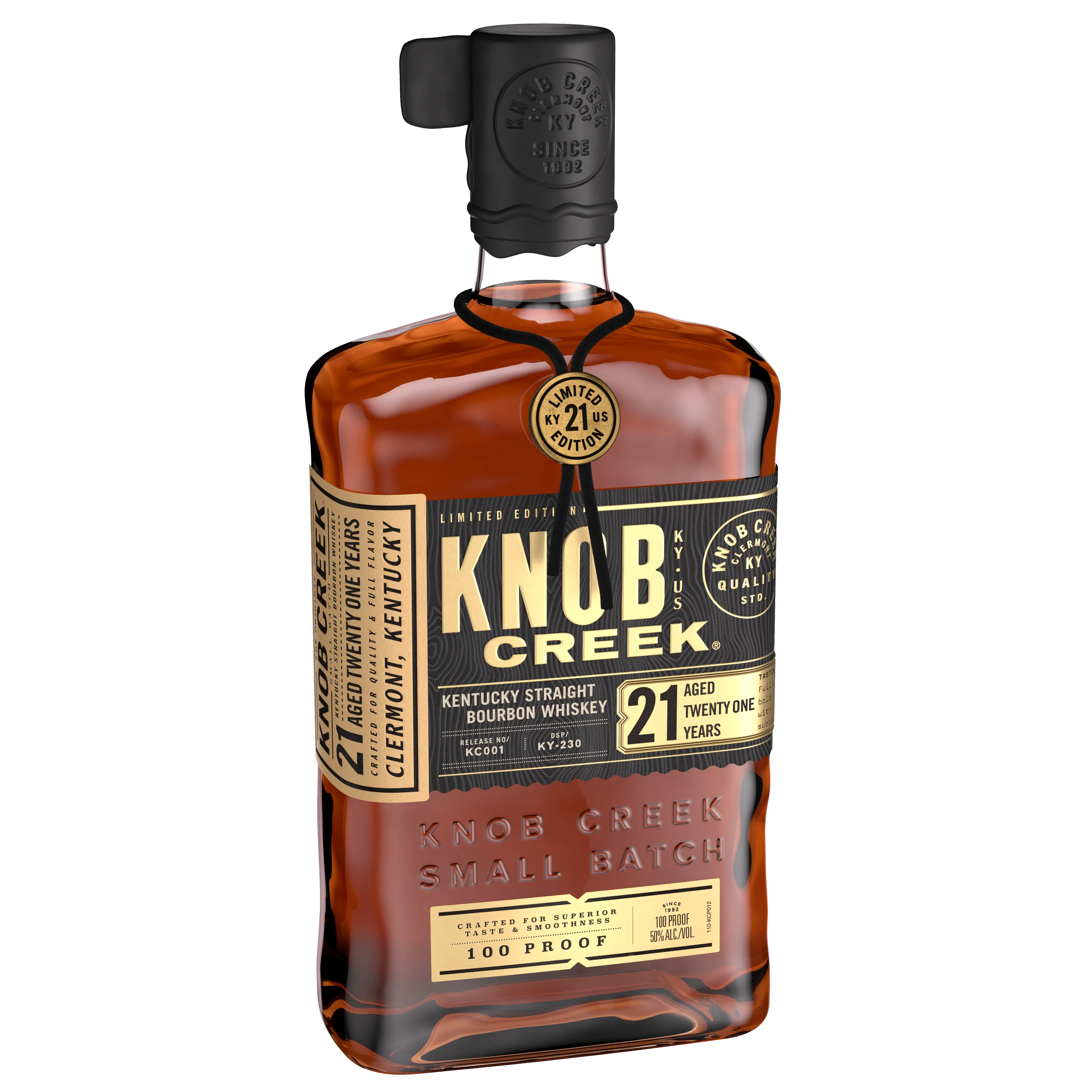 Knob Creek 21 Year Bourbon Whiskey side bottle